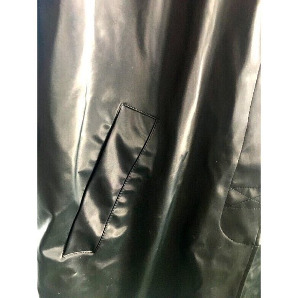 British Mist Coat Solid Black Lined Winter Small Waterproof Lining Faux Fur Neck - Picture 6 of 10